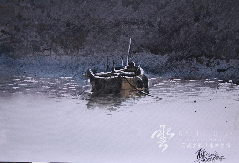 高东方 《泊舟》 28*38cm
